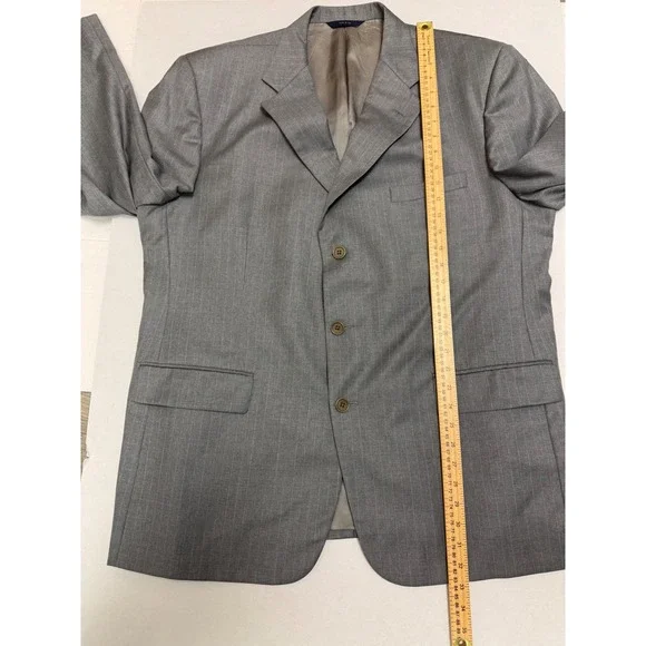 Brooks‎ Brothers Mens Blazer 48RG Gray Pinstripe Super 110s Wool Sport Coat